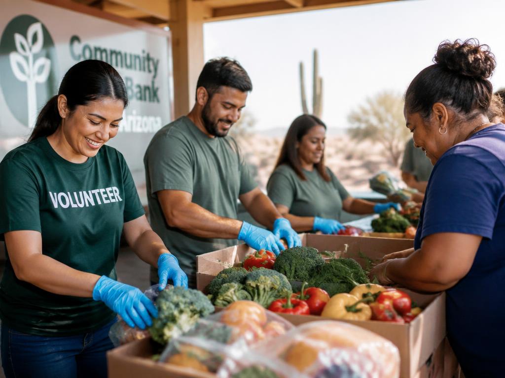 Volunteers sorting fresh produce at an Arizona food bank